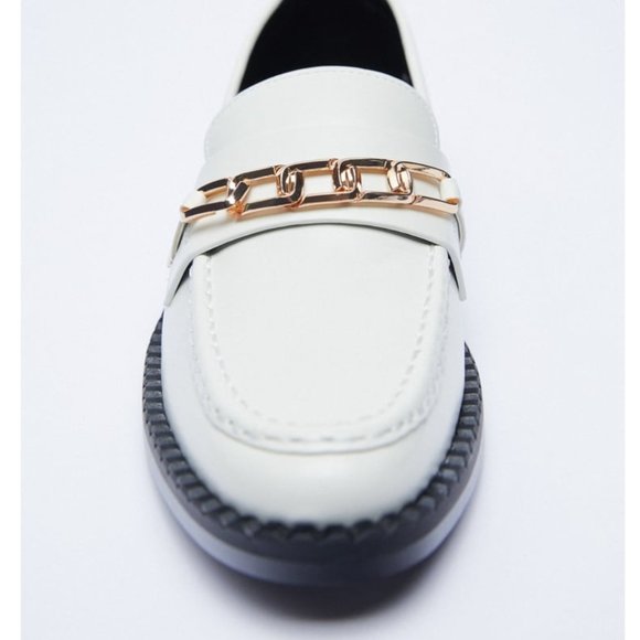 Zara  flat white Low heel chain loafers - Picture 4 of 14